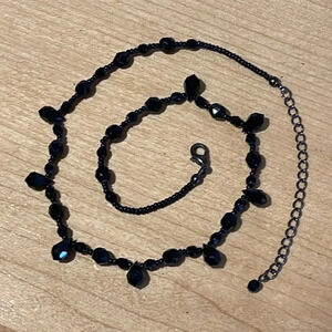 LOFT Elegant Black Crystal Faceted Beaded Necklace- 19” long